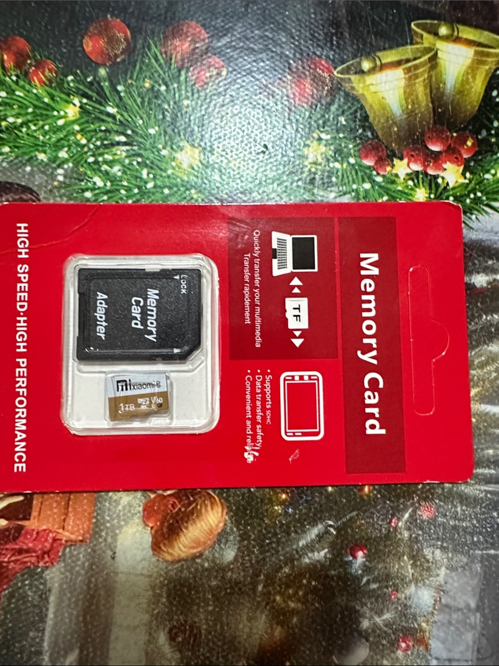 Memory Card TF Adapter and MicroSD Card - Black/Red